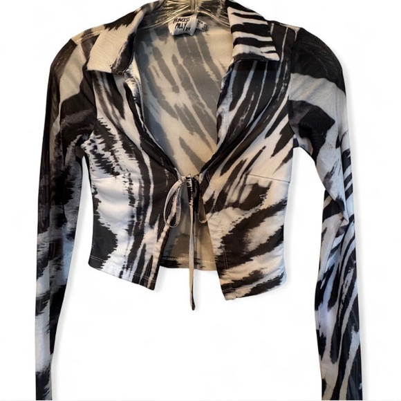 Princess Polly Clyde Long Sleeve Top Black / White size 0 - Picture 1 of 5